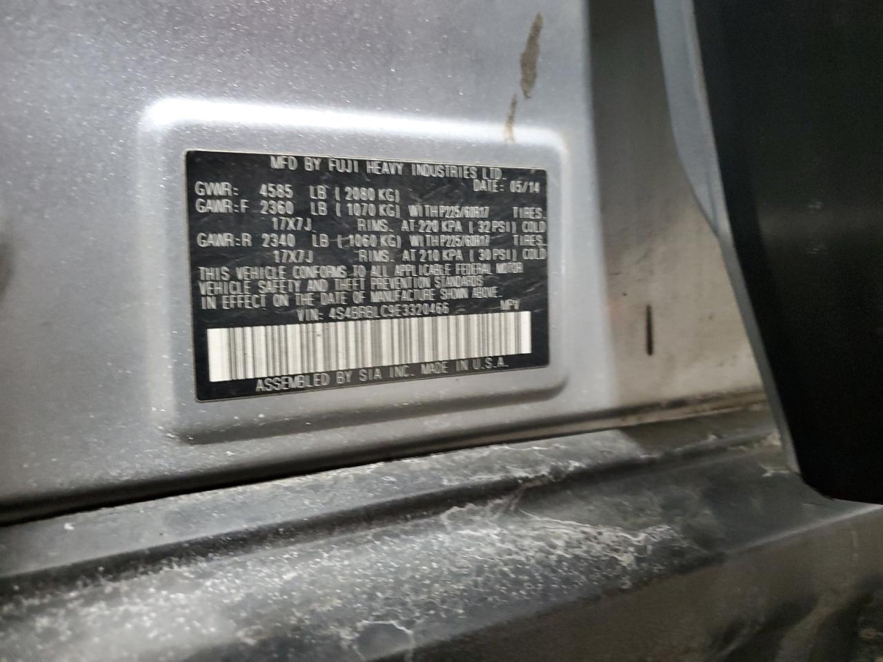 2014 Subaru Outback VIN 4S4BRBLC9E3320466 Copart auction photo, all over damage thumbnail 13