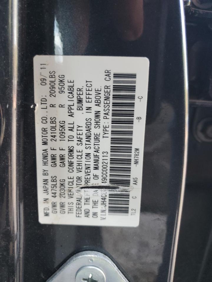 2012 Acura TSX VIN JH4CU2F49CC002113 Copart auction photo, rear end / side damage thumbnail 15