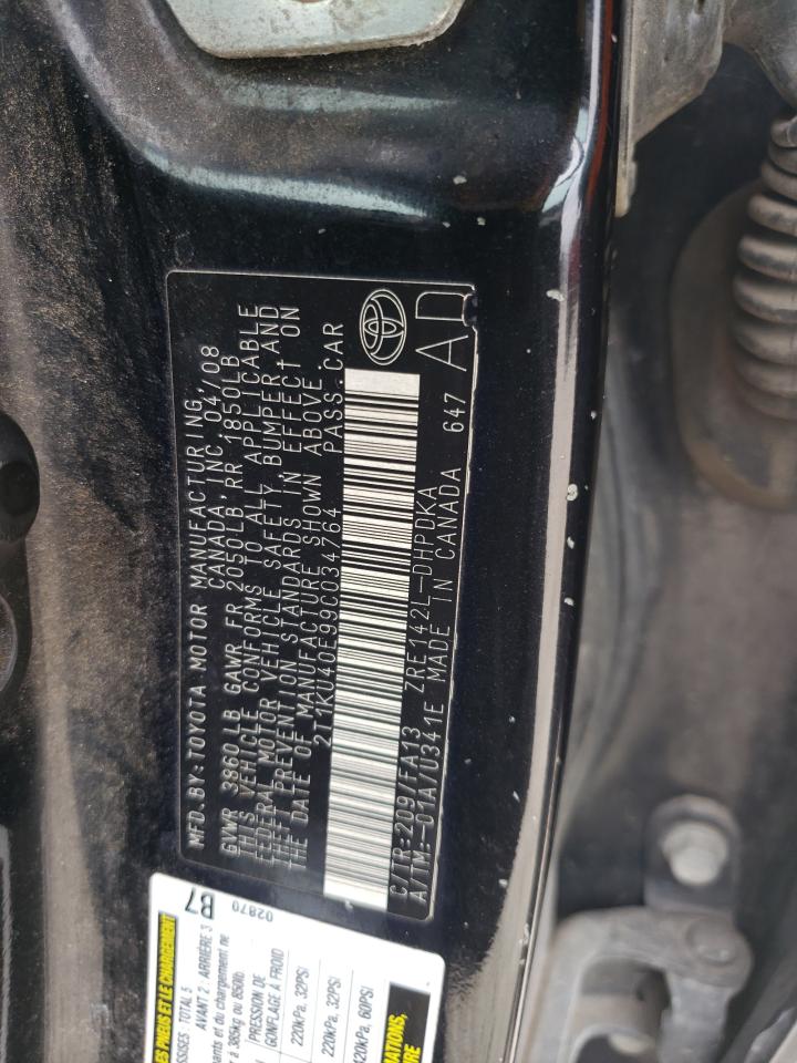 2009 Toyota Corolla VIN 2T1KU40E99C034764 Copart auction photo, all over damage thumbnail 13
