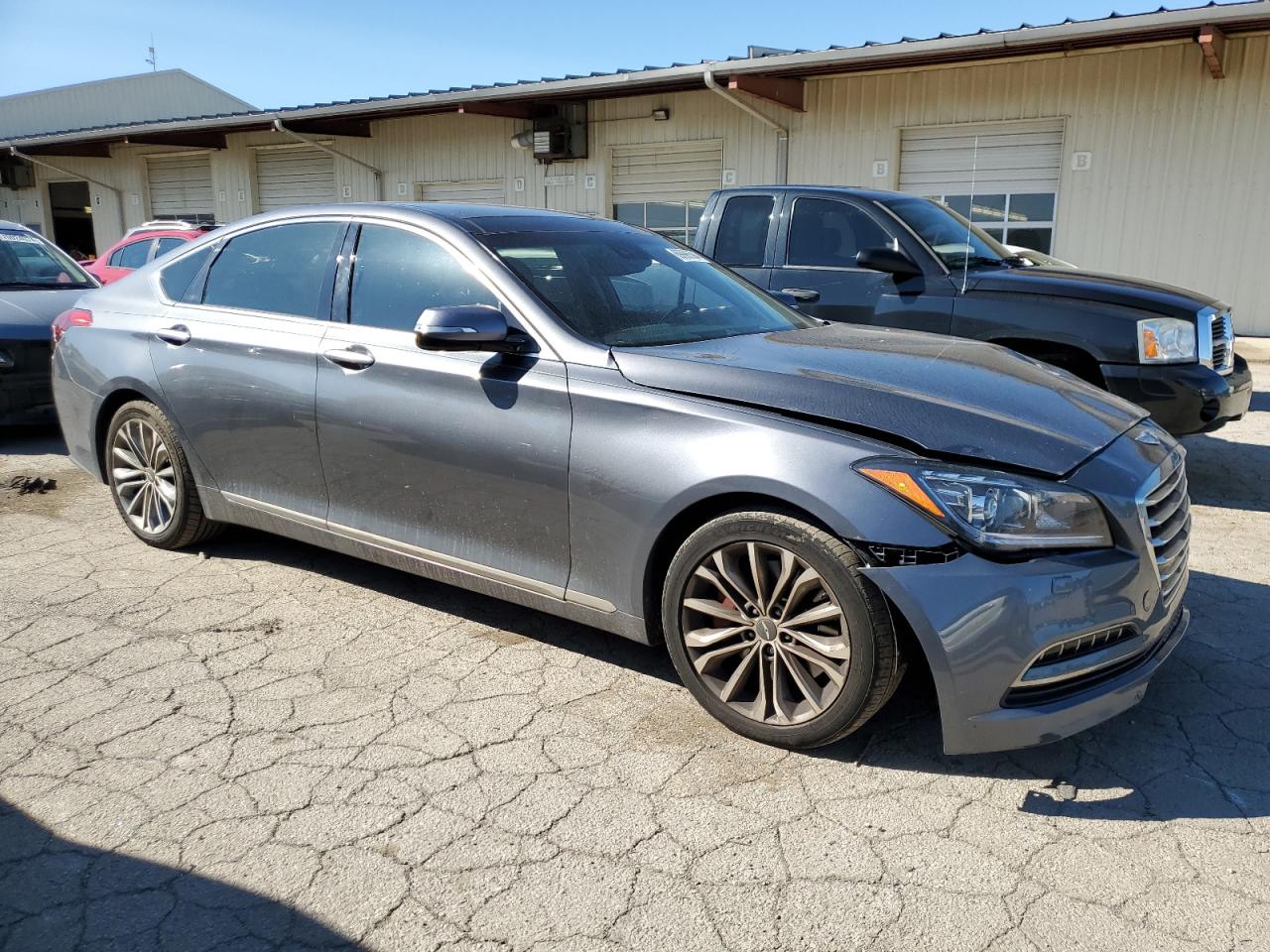 2015 Hyundai Genesis VIN KMHGN4JE9FU059398 Copart auction photo, front end damage thumbnail 4