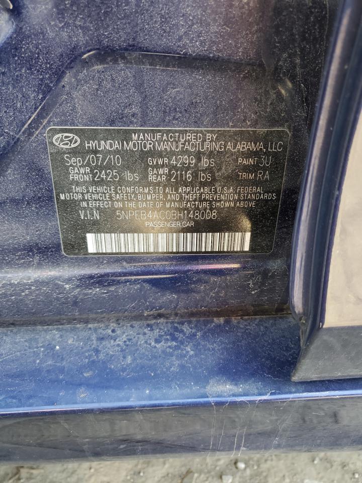 2011 Hyundai Sonata VIN 5NPEB4AC0BH148008 Copart auction photo, rear end damage thumbnail 12