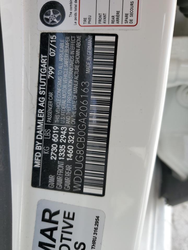 2016 Mercedes-Benz S-klasse VIN WDDUG8CB0GA206163 Copart auction photo, water/flood damage thumbnail 13