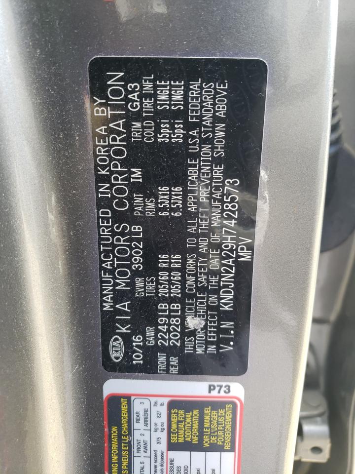 2017 KIA Soul VIN KNDJN2A29H7428573 Copart auction photo, front end damage thumbnail 14