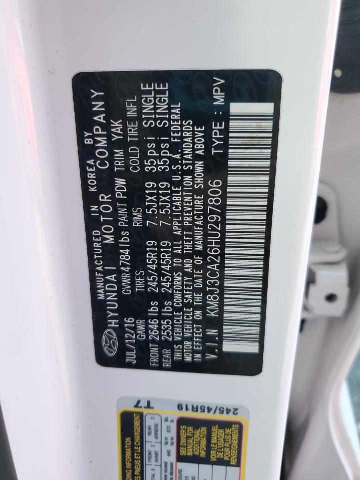 2017 Hyundai Tucson VIN KM8J3CA26HU297806 Copart auction photo, rear end / minor dent/scratches damage thumbnail 13