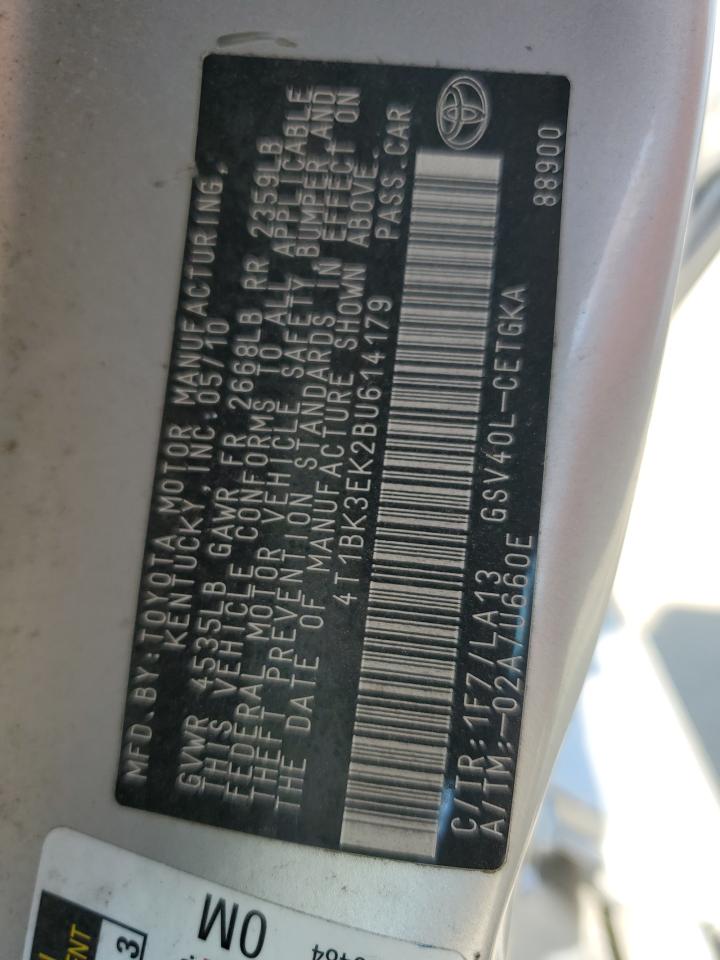 2011 Toyota Camry VIN 4T1BK3EK2BU614179 Copart auction photo, all over damage thumbnail 12