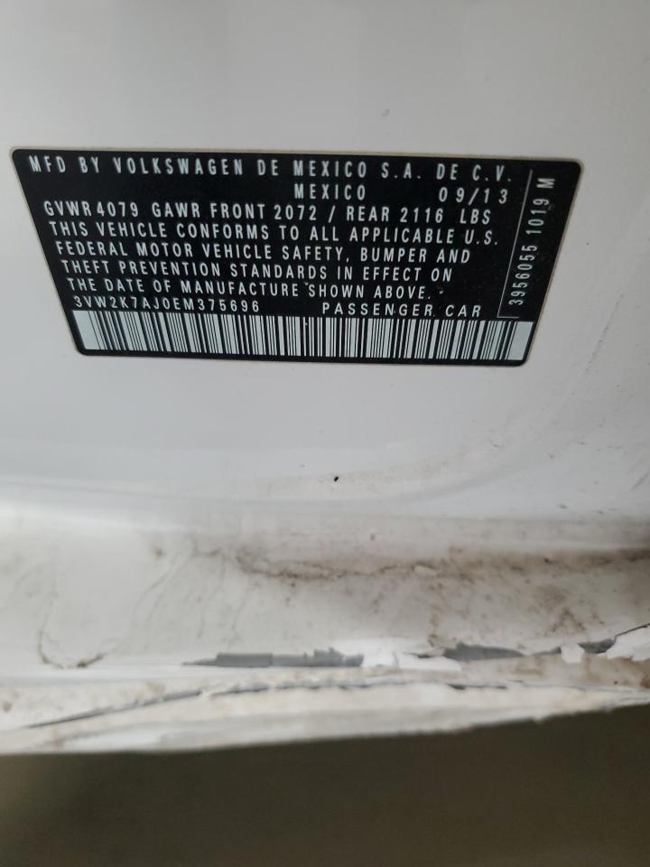 2014 Volkswagen Jetta VIN 3VW2K7AJ0EM375696 Copart auction photo, side / front end damage thumbnail 12
