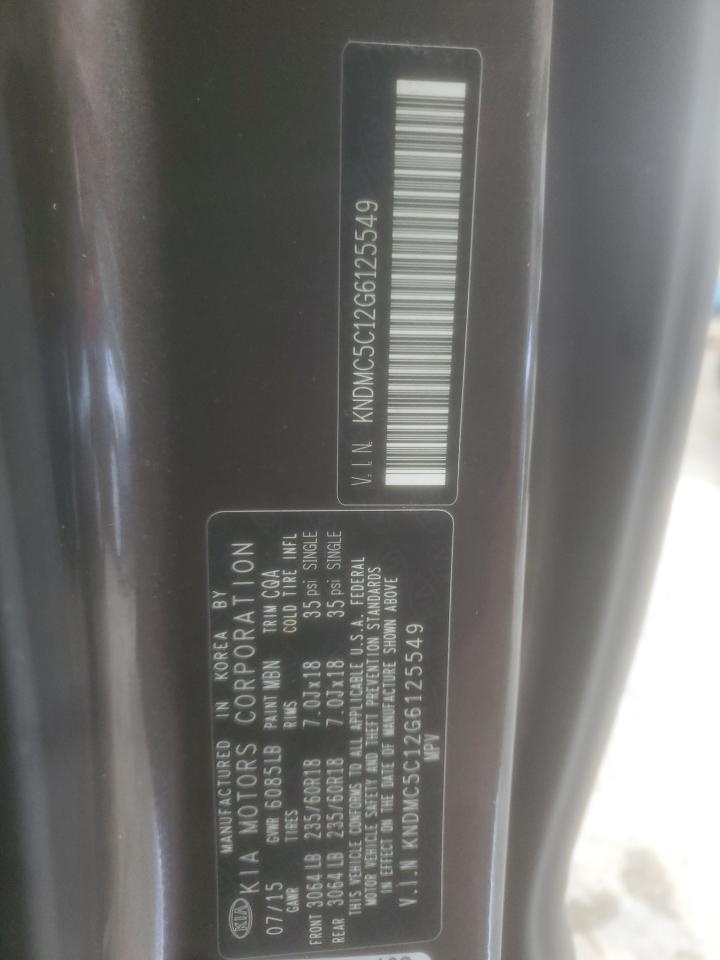 2016 KIA Sedona VIN KNDMC5C12G6125549 Copart auction photo, side / front end damage thumbnail 15