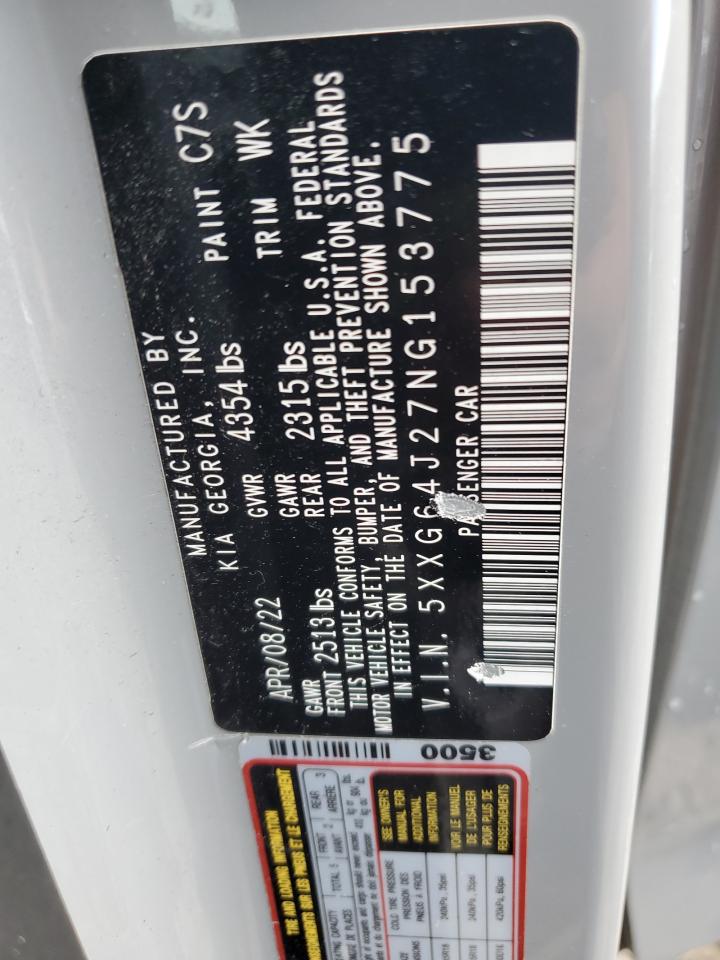 2022 KIA K5 VIN 5XXG64J27NG153775 Copart auction photo, front end damage thumbnail 15