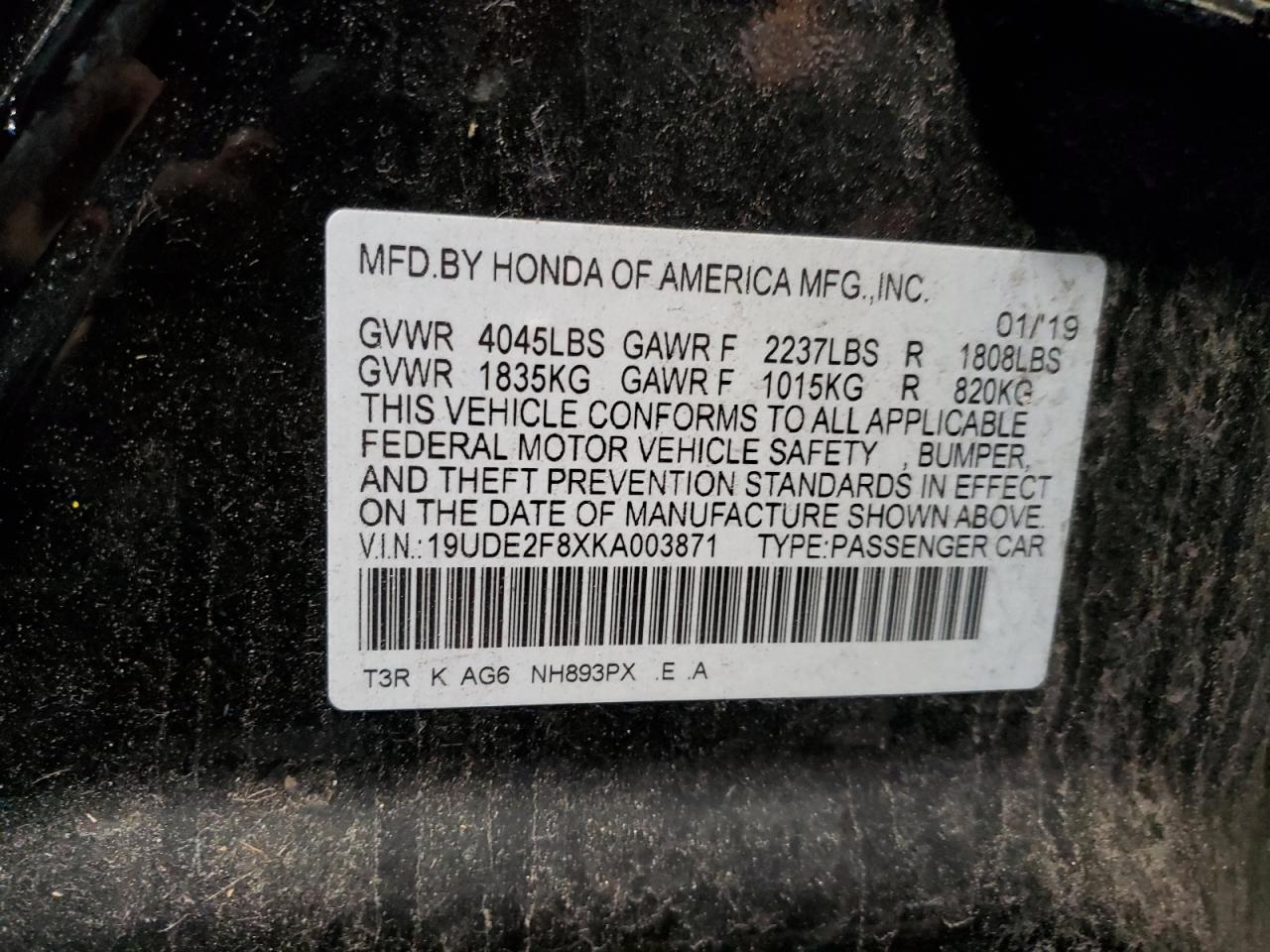 2019 Acura ILX VIN 19UDE2F8XKA003871 Copart auction photo, side / front end damage thumbnail 13