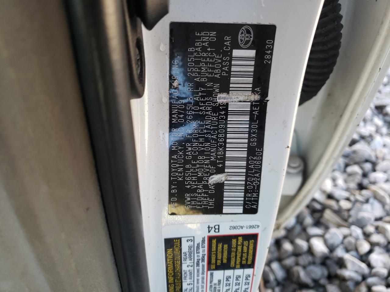 2009 Toyota Avalon VIN 4T1BK36B09U341901 Copart auction photo, front end damage thumbnail 12