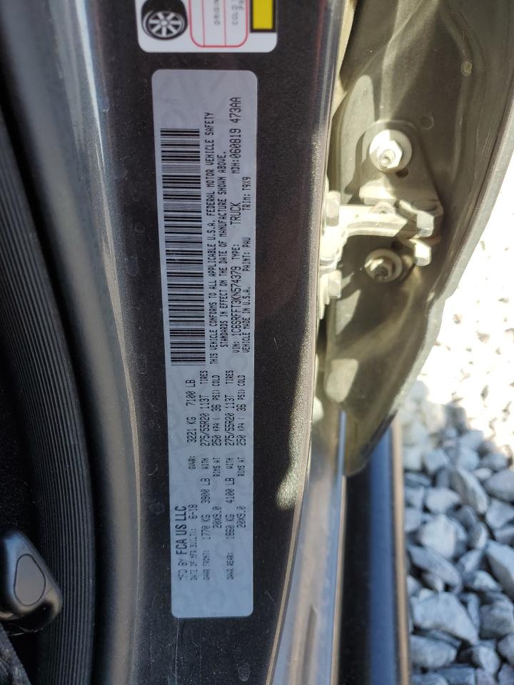 2019 RAM 1500 VIN 1C6SRFFT3KN574379 Copart auction photo, front end damage thumbnail 14