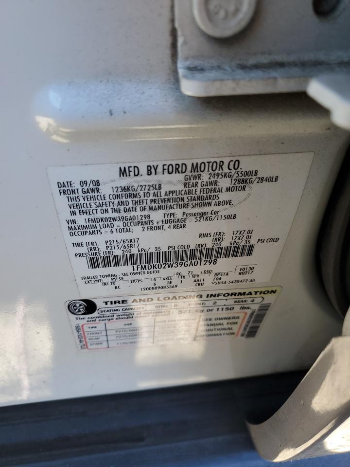 2009 Ford Taurus VIN 1FMDK02W39GA01298 Copart auction photo, front end / rear end damage thumbnail 13