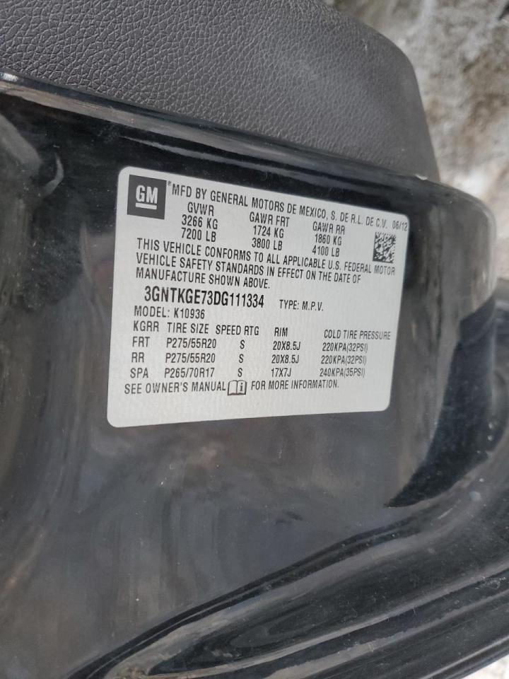 2013 Chevrolet Avalanche VIN 3GNTKGE73DG111334 Copart auction photo, front end / minor dent/scratches damage thumbnail 13