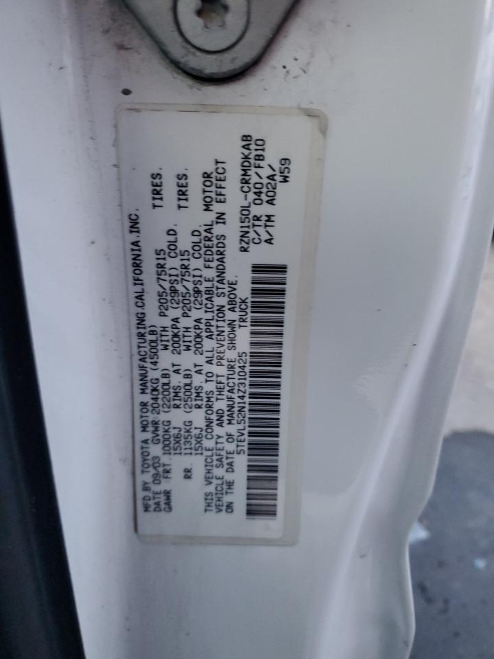 2004 Toyota Tacoma VIN 5TEVL52N14Z310425 Copart auction photo, rear end / side damage thumbnail 12