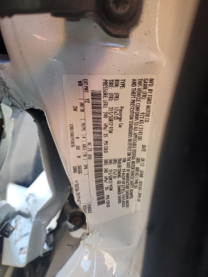 2014 Ford Focus VIN 1FADP3F27EL151422 Copart auction photo, front end / side damage thumbnail 14