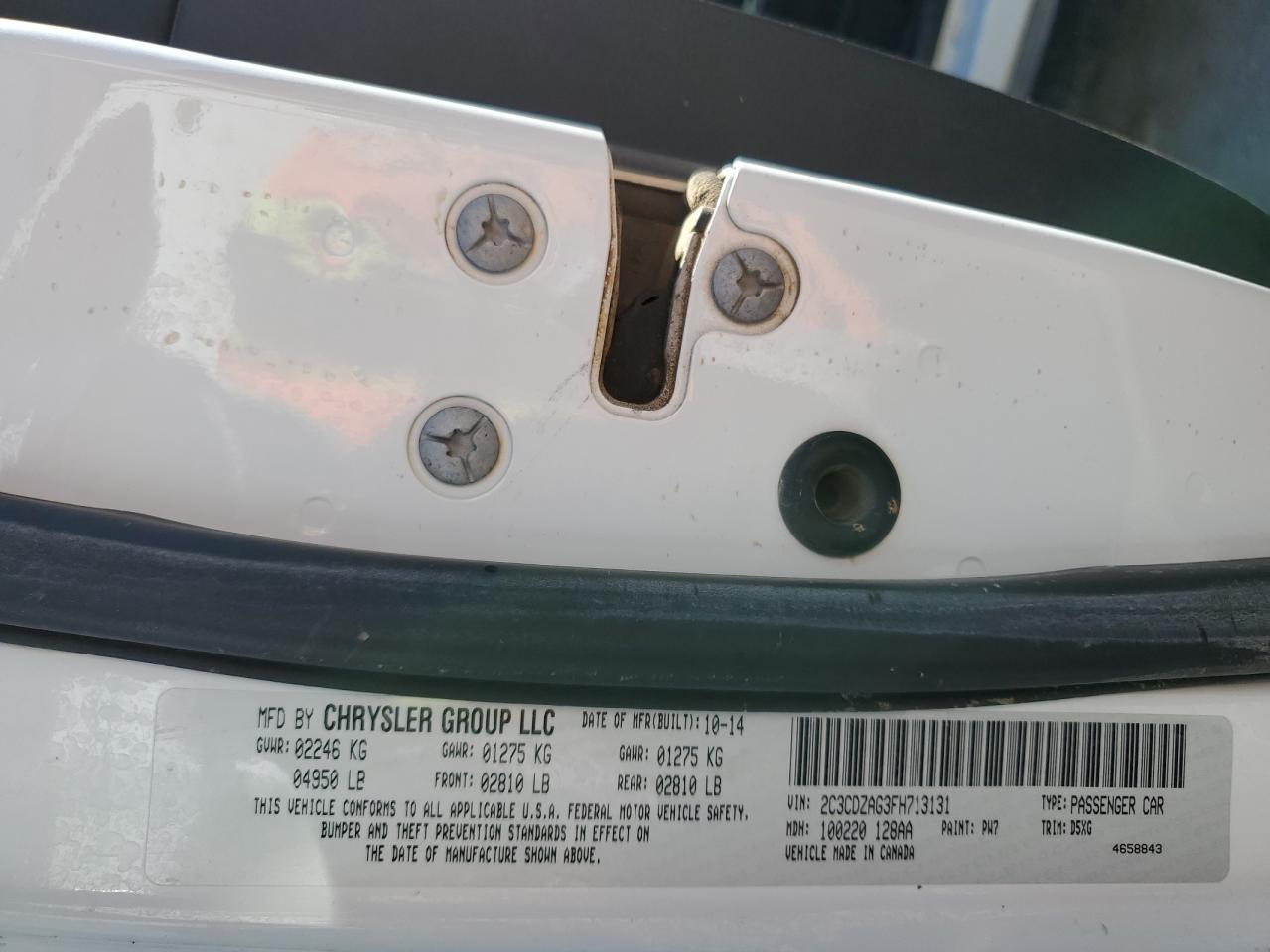 2015 Dodge Challenger VIN 2C3CDZAG3FH713131 Copart auction photo, rear end damage thumbnail 12
