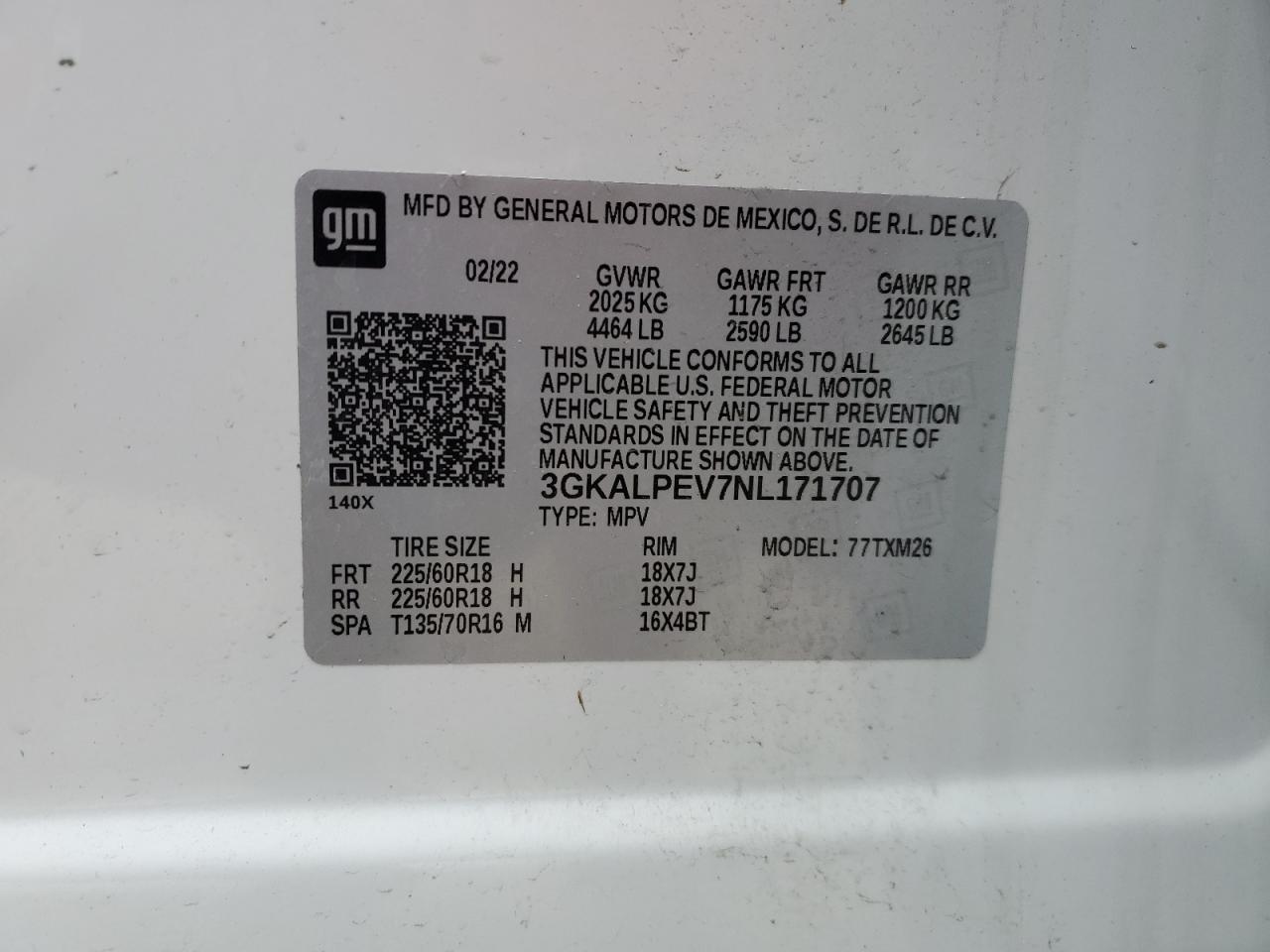 2022 GMC Terrain VIN 3GKALPEV7NL171707 Copart auction photo, side / minor dent/scratches damage thumbnail 13