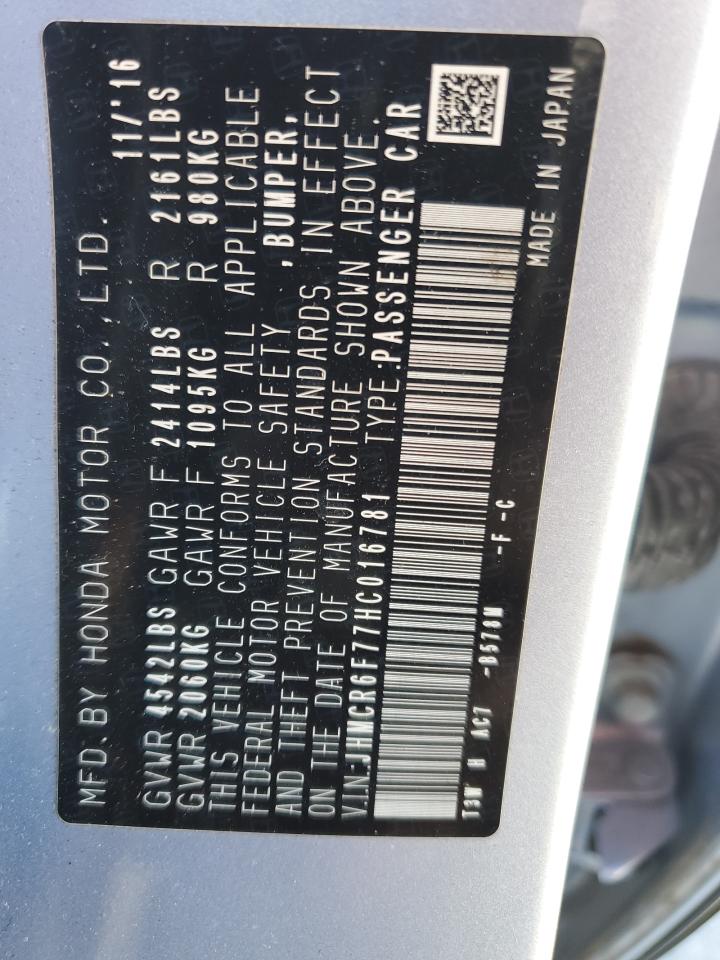 2017 Honda Accord VIN JHMCR6F77HC016781 Copart auction photo, front end / minor dent/scratches damage thumbnail 13