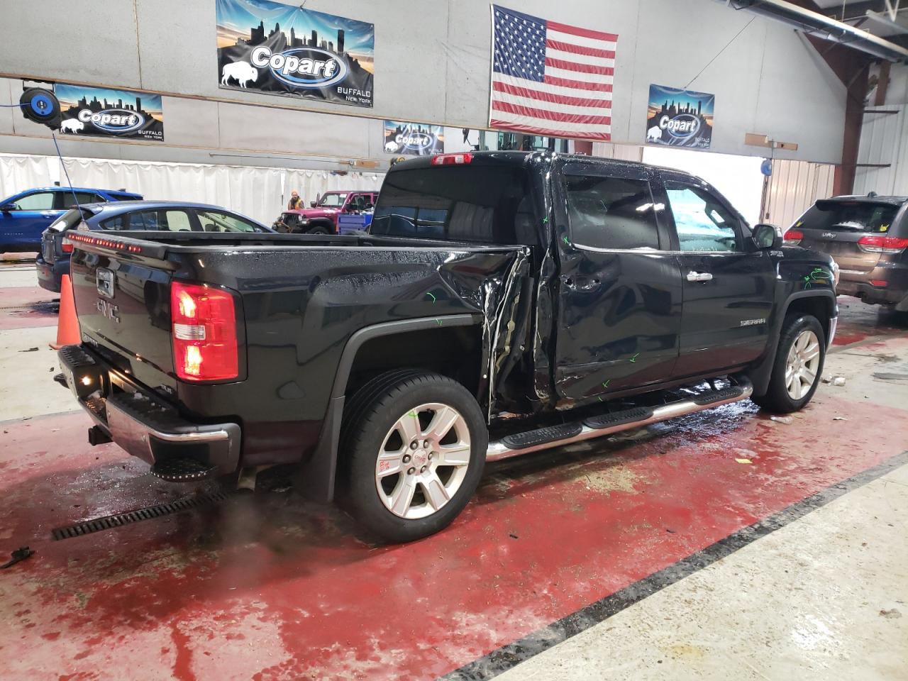 2014 GMC Sierra VIN 3GTU2UEC7EG395464 Copart auction photo, side damage thumbnail 3