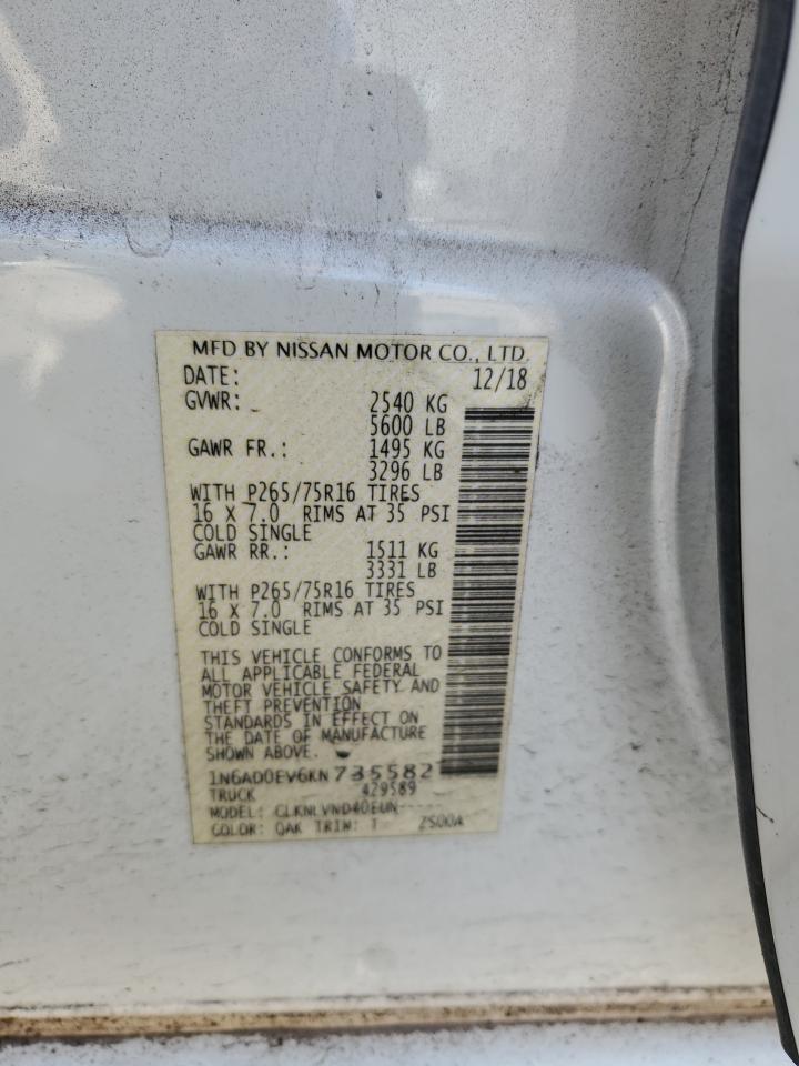 2019 Nissan Navara (Frontier) VIN 1N6AD0EV6KN735582 Copart auction photo, front end damage thumbnail 13