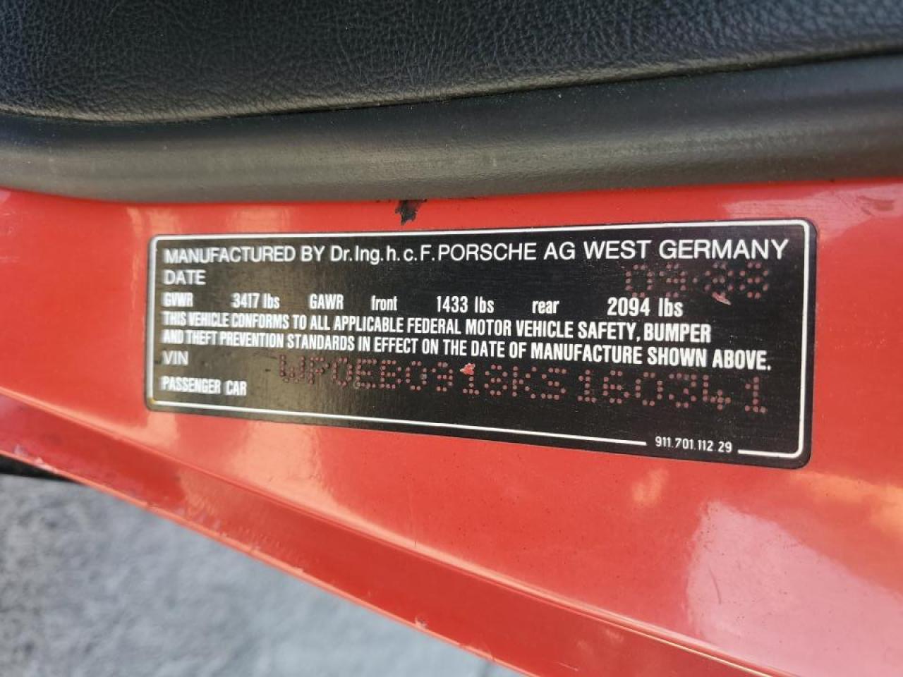 1989 Porsche 911 VIN WP0EB0918KS160341 Copart auction photo, front end / rear end damage thumbnail 15