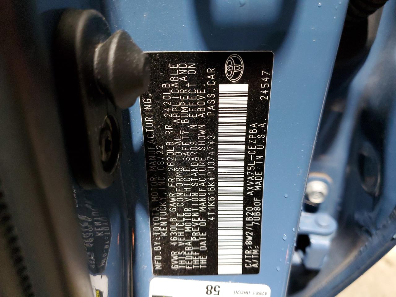 2023 Toyota Camry VIN 4T1K61BK4PU074743 Copart auction photo, front end / side damage thumbnail 12