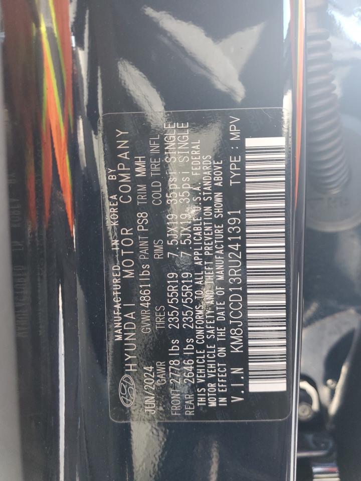 2024 Hyundai Tucson VIN KM8JCCD13RU241391 Copart auction photo, front end / mechanical damage thumbnail 13