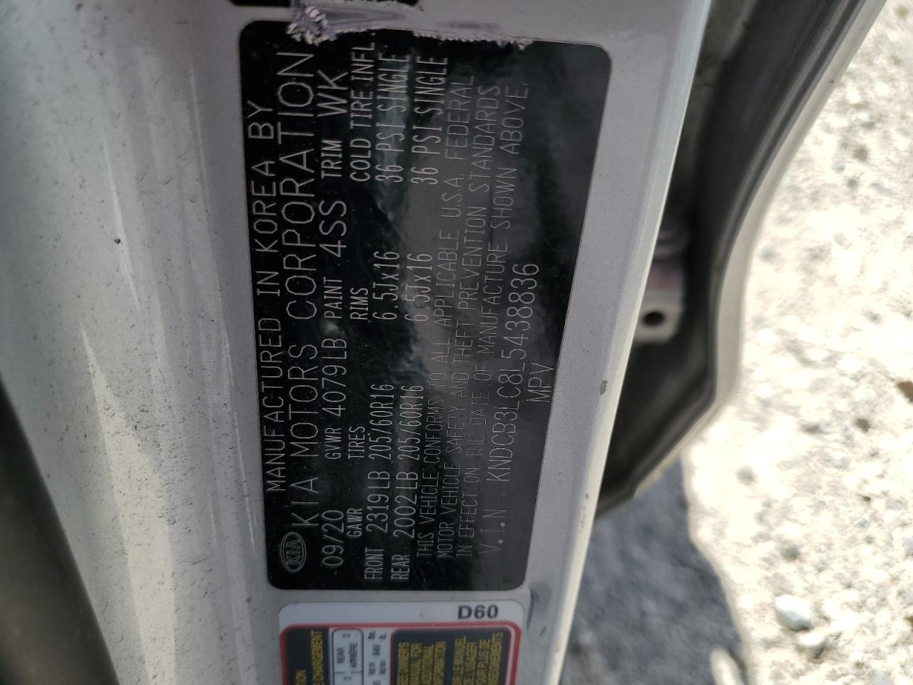 2020 KIA Niro VIN KNDCB3LC8L5438836 Copart auction photo, rear end damage thumbnail 13