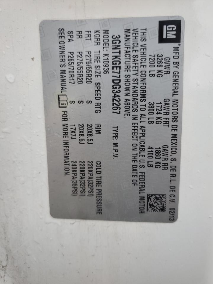 2013 Chevrolet Avalanche VIN 3GNTKGE77DG342267 Copart auction photo, front end damage thumbnail 12