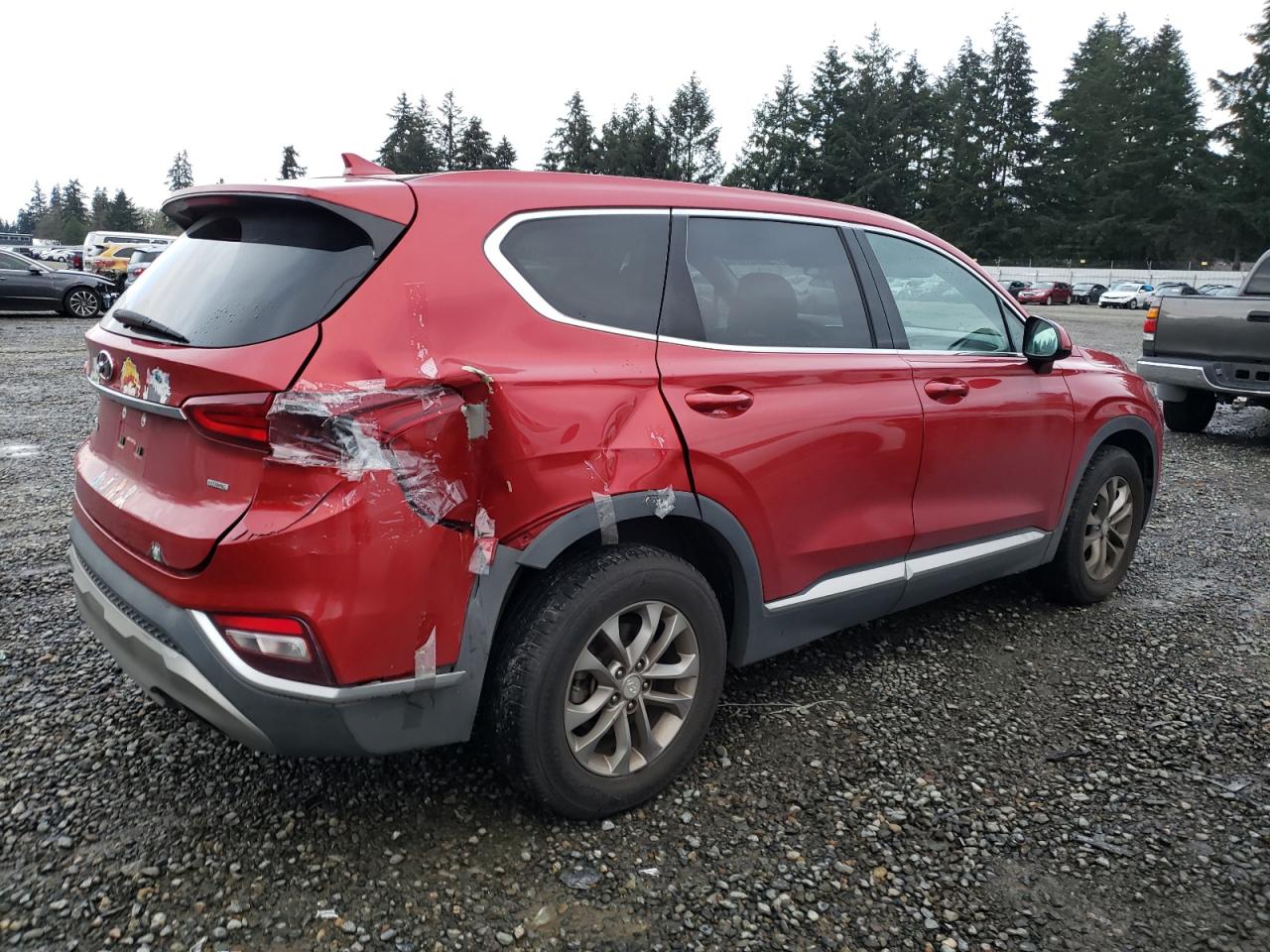 2020 Hyundai Santa Fe VIN 5NMS3CAD2LH166009 Copart auction photo, rear end damage thumbnail 3