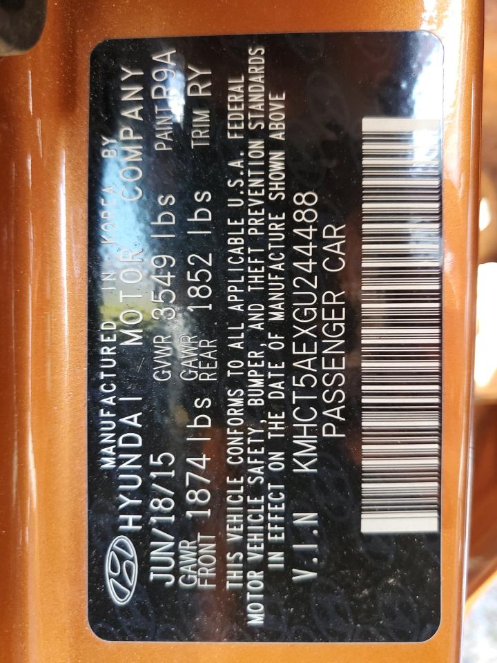 2016 Hyundai Accent VIN KMHCT5AEXGU244488 Copart auction photo, normal wear / minor dent/scratches damage thumbnail 12