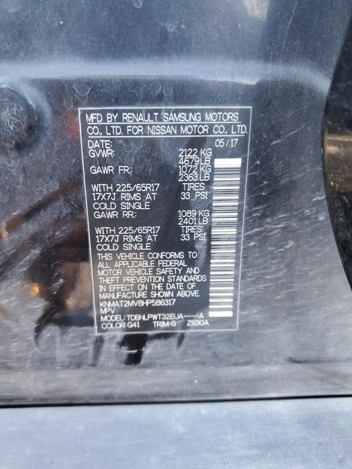2017 Nissan Rogue VIN KNMAT2MV8HP586317 Copart auction photo, front end damage thumbnail 14