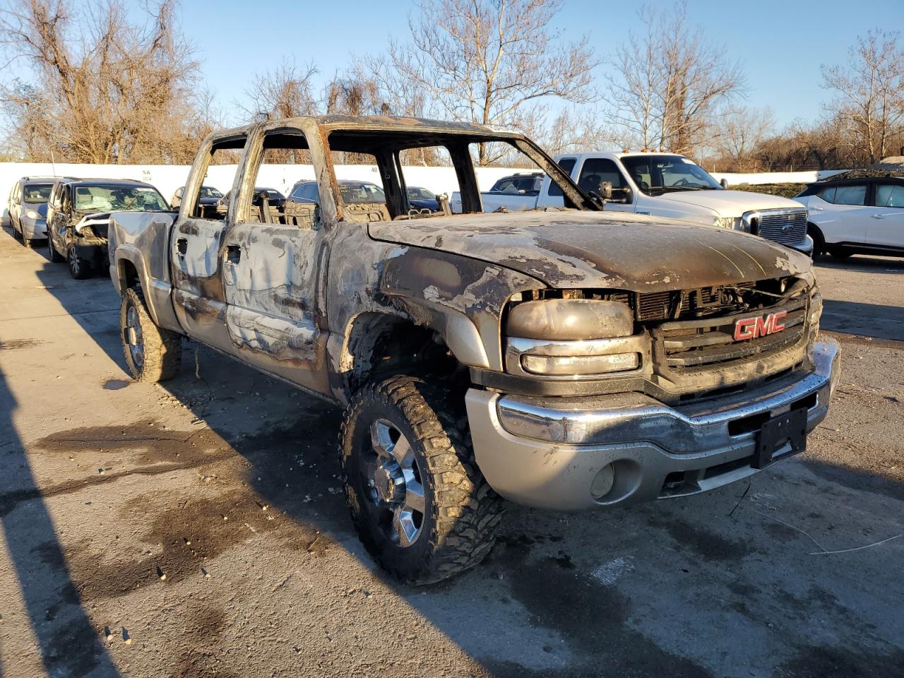 2003 GMC Sierra VIN 1GTHK23133F126612 Copart auction photo, burn damage thumbnail 4