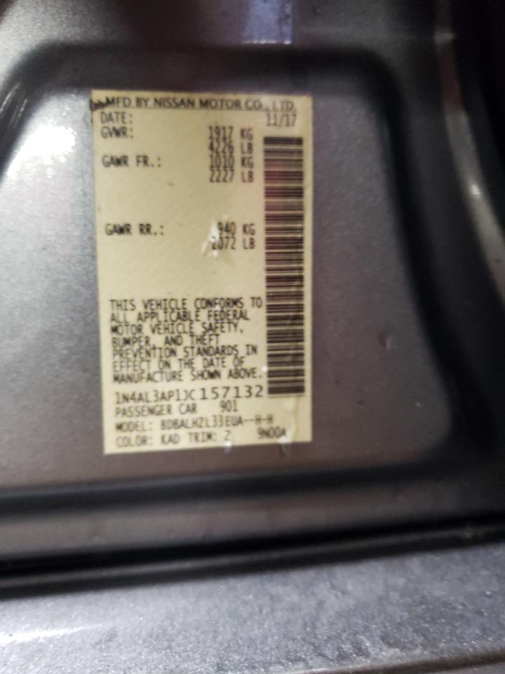 2018 Nissan Altima VIN 1N4AL3AP1JC157132 Copart auction photo, rear end damage thumbnail 12
