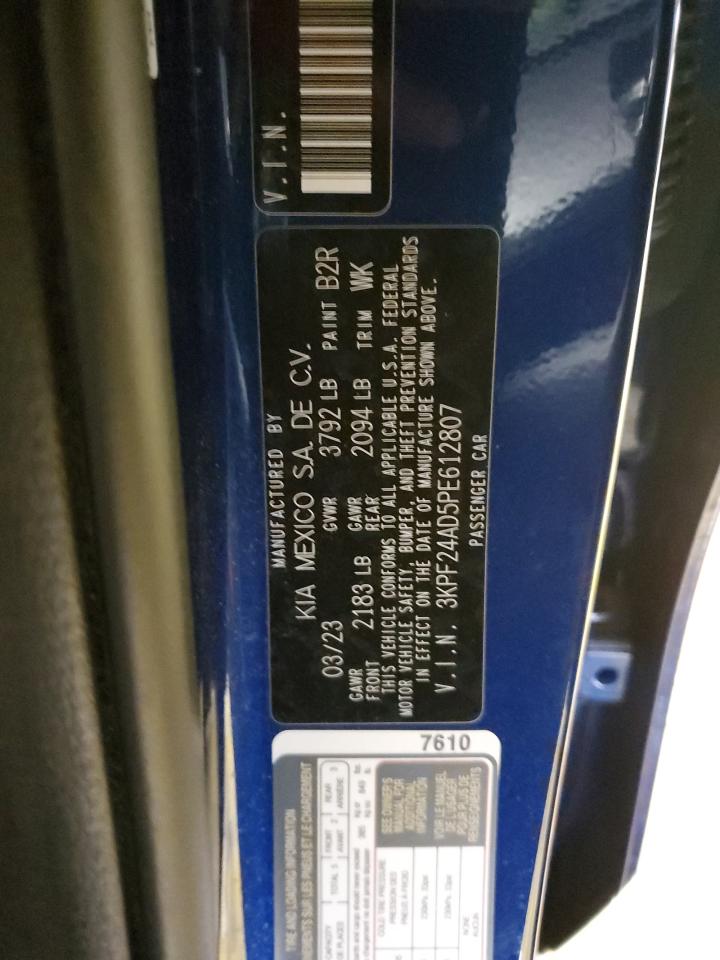 2023 KIA Forte VIN 3KPF24AD5PE612807 Copart auction photo, rear end / front end damage thumbnail 12