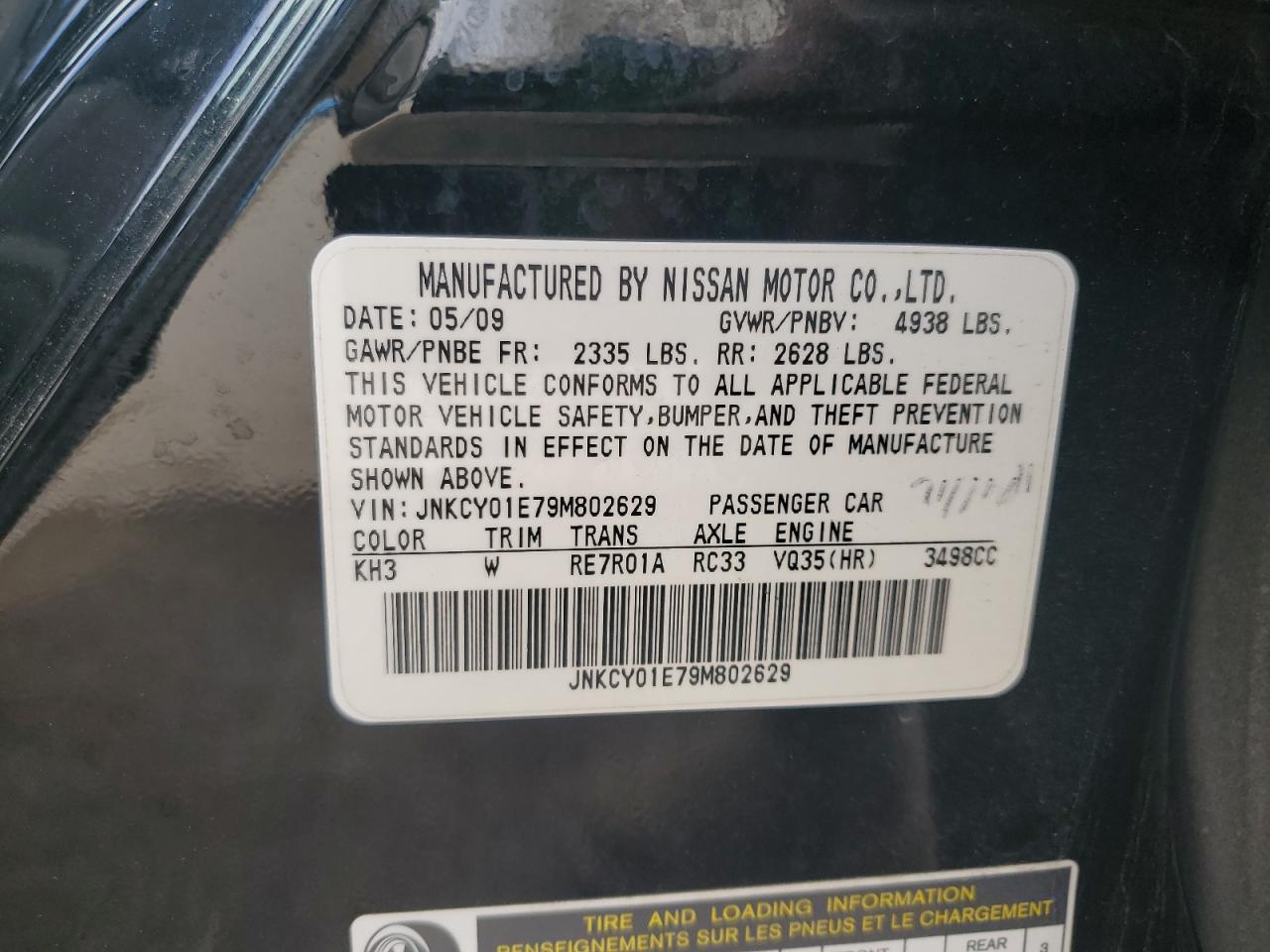 2009 Infiniti M VIN JNKCY01E79M802629 Copart auction photo, front end / minor dent/scratches damage thumbnail 13