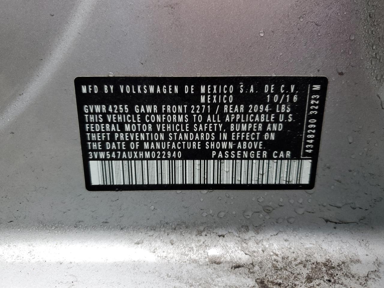 2017 Volkswagen GTI VIN 3VW547AUXHM022940 Copart auction photo, rear end damage thumbnail 13