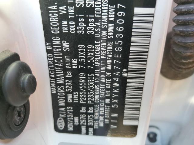 2014 KIA Sorento VIN 5XYKW4A77EG536097 Copart auction photo, front end damage thumbnail 12