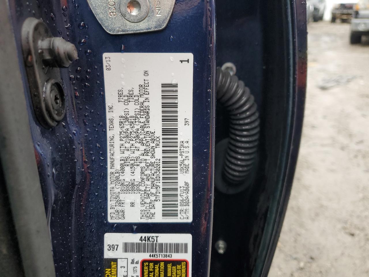 2013 Toyota Tundra VIN 5TFDY5F18DX302012 Copart auction photo, front end damage thumbnail 12