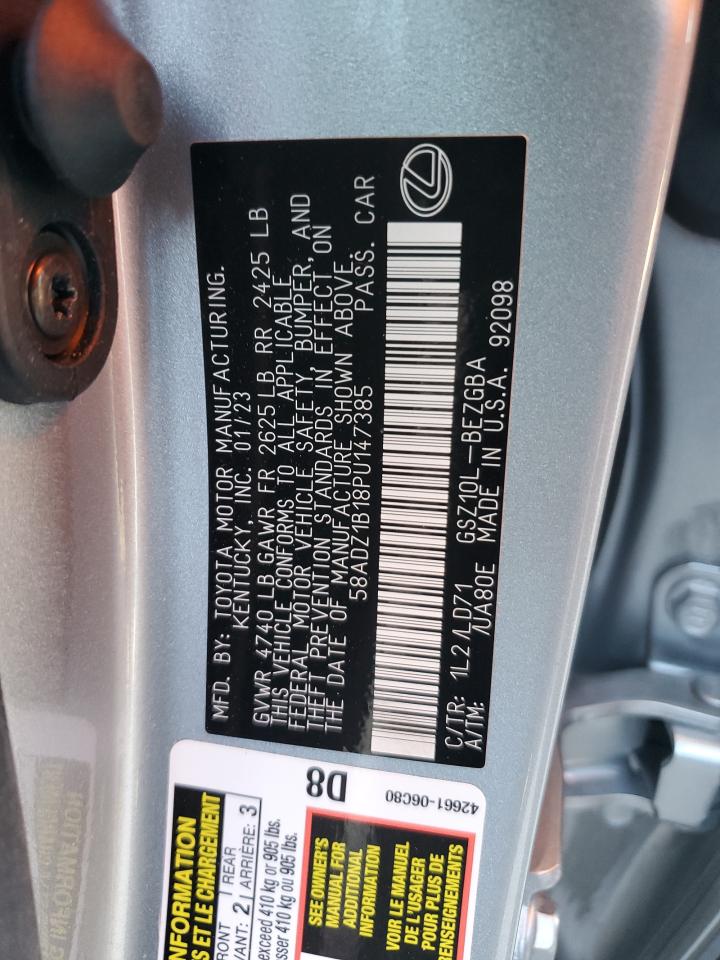 2023 Lexus ES VIN 58ADZ1B18PU147385 Copart auction photo, front end damage thumbnail 12