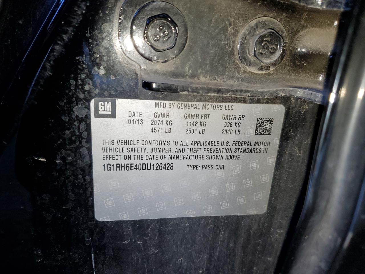 2013 Chevrolet Volt VIN 1G1RH6E40DU126428 Copart auction photo, front end damage thumbnail 12