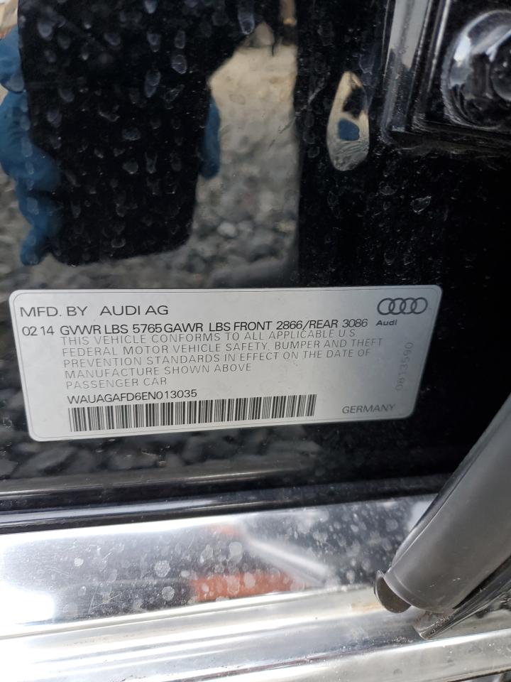 2014 Audi A8 VIN WAUAGAFD6EN013035 Copart auction photo, front end / side damage thumbnail 14