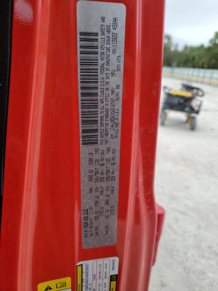 2019 Jeep Wrangler VIN 1C4HJXDG1KW516707 Copart auction photo, front end / minor dent/scratches damage thumbnail 16