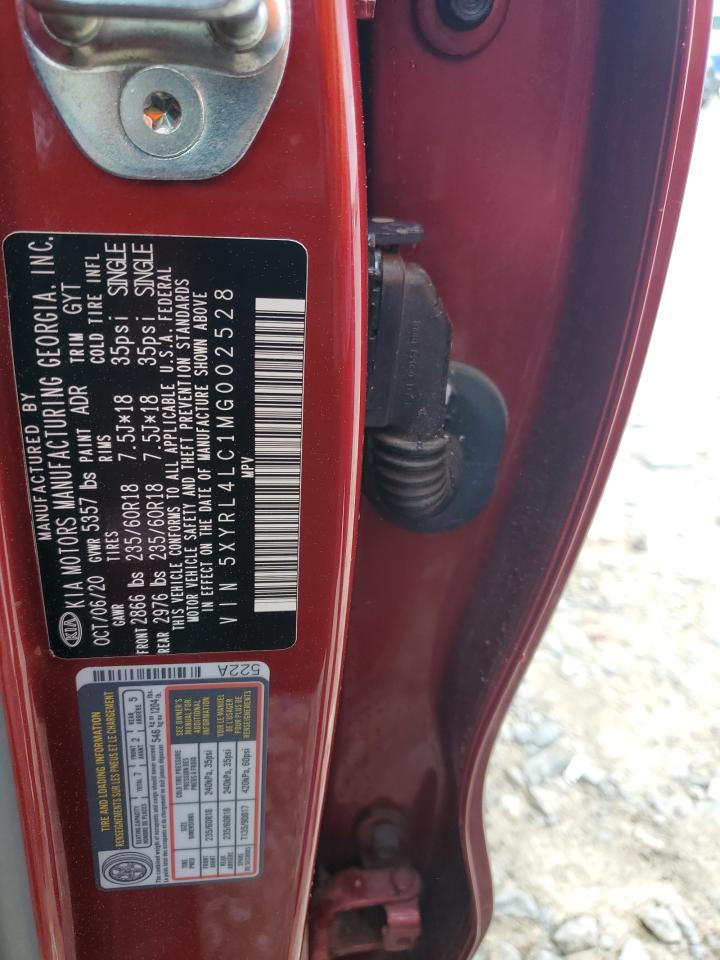 2021 KIA Sorento VIN 5XYRL4LC1MG002528 Copart auction photo, front end damage thumbnail 14