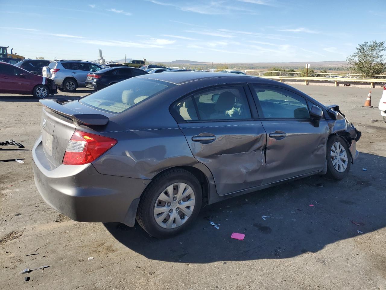2012 Honda Civic VIN 19XFB2F58CE082946 Copart auction photo, front end / side damage thumbnail 3