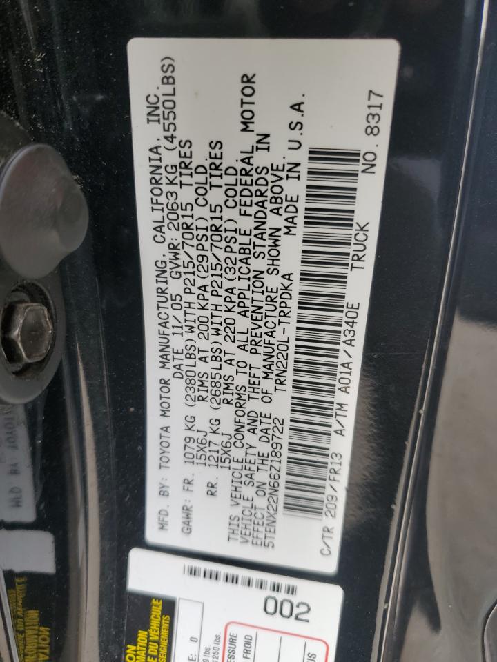 2006 Toyota Tacoma VIN 5TENX22N66Z189722 Copart auction photo, front end damage thumbnail 14