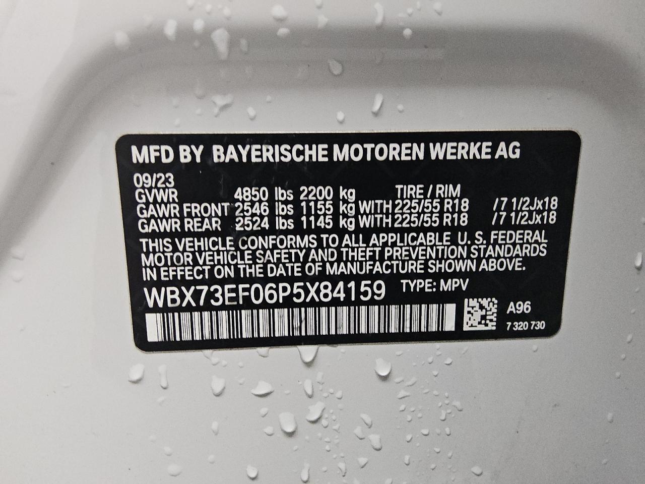 2023 BMW X1 VIN WBX73EF06P5X84159 Copart auction photo, side damage thumbnail 12