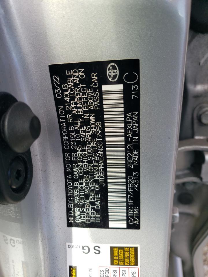 2022 Toyota Corolla VIN JTDEPMAE6N3017958 Copart auction photo, front end / minor dent/scratches damage thumbnail 12