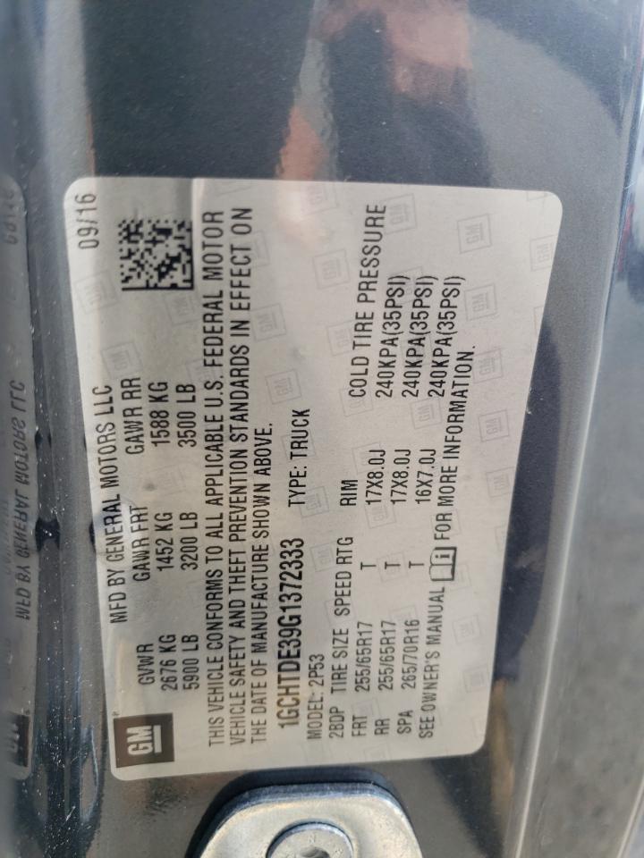 2016 Chevrolet Colorado VIN 1GCHTDE39G1372333 Copart auction photo, all over damage thumbnail 13