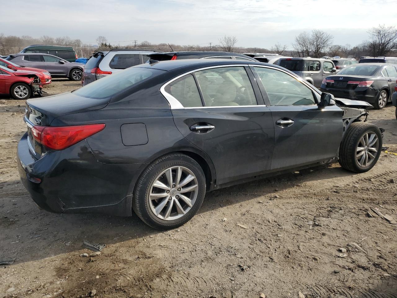 2015 Infiniti Q50 VIN JN1BV7AR9FM393453 Copart auction photo, front end / stripped damage thumbnail 3
